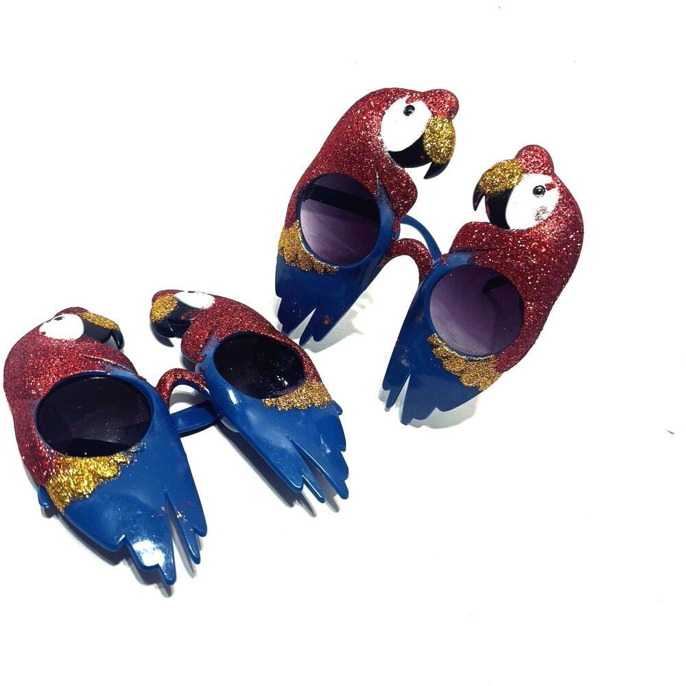 2 Pair Parrot Shape Fancy Sunglasses‎ Kids Children Cruise Caribbean Funny